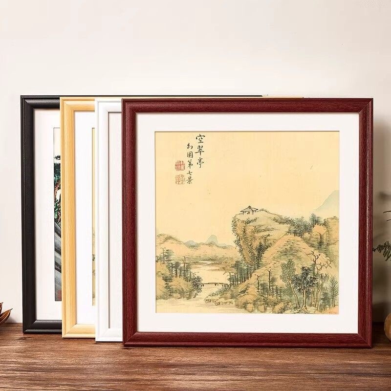 Wall-mounted wooden frame for Chinese paintings and calligraphy, suitable for framing artwork, size: 33 cm square frame Wall-mounted wooden frame for Chinese paintings and calligraphy, suitable for framing artwork, size: 33 cm square frame