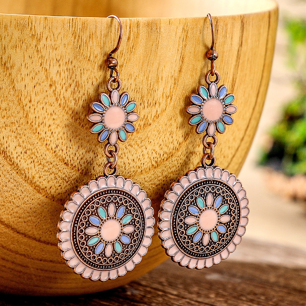 14g Weight Alloy Ear Needle Material Drop Earrings Classification 1 Pair Quantity Daily, Street Occasion Zinc alloy Material Geometric Pattern All Seasons Season Women's Gender Polished Finish Retro Style 1 Pair Retro Geometric Zinc Alloy Drop Earrings 12