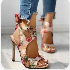 Foreign Trade Cross-Border Summer Floral Fish-Mouth Stiletto Sandals for Women, European and American Style Hollow Back Strap Women's Shoes, Sizes 35-44 Foreign Trade Cross-Border Summer Floral Fish-Mouth Stiletto Sandals for Women, European and American Style Hollow Back Strap Women's Shoes, Sizes 35-44