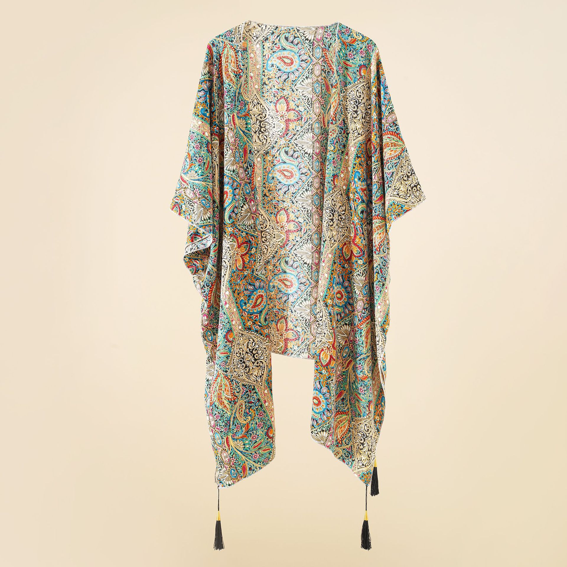 Cárdigan de longitud media con flor de anacardo retro para mujer, chaqueta de bikini para mujer, estilo europeo y americano, 2024 image 6