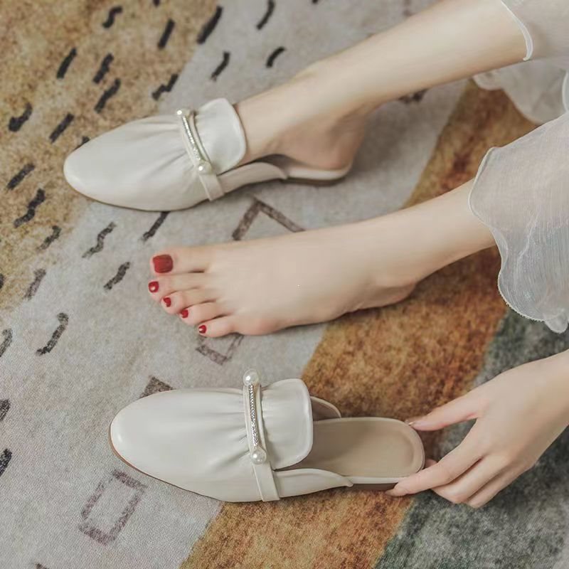 Authentic Soft Leather Outdoor Half-Slippers for Women 2023 New Style Buckle Breathable Backless Lazy Shoes Soft Sole Home Slippers Authentic Soft Leather Outdoor Half-Slippers for Women 2023 New Style Buckle Breathable Backless Lazy Shoes Soft Sole Home Slippers