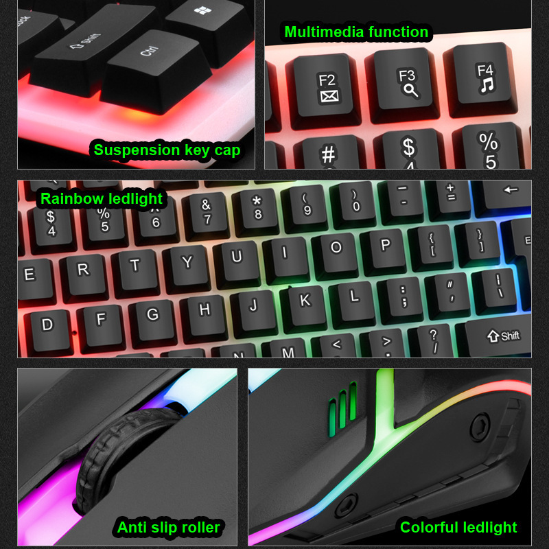 LIMEIDE力镁GTX350游戏发光键盘鼠标USB机械手感有线键鼠套装跨境|undefined