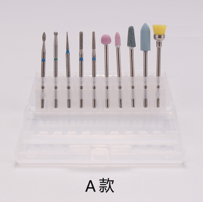 Juego de cabezales de pulido de diamante de acero de tungsteno para manicura transfronteriza, cepillo de cabezal de pulido para eliminar la piel muerta y herramientas de pulido para una superficie lisa.