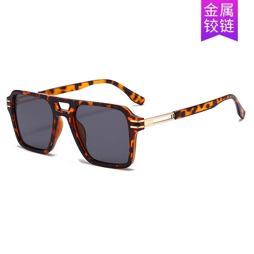 New Double-Rim High-End Sunglasses for Men, European and American Tortoiseshell Frame, Trendy UV Protection Sunglasses