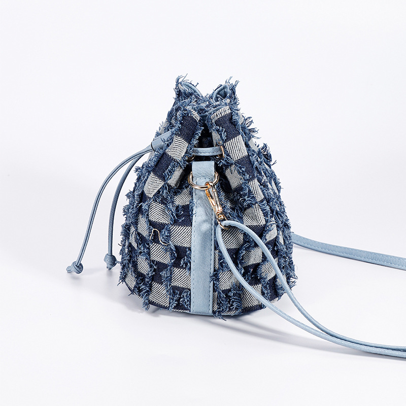 Bagagli e borse Borsa a tracolla in denim di alta qualità transfrontaliera con coulisse da donna Borsa a tracolla alla moda europea e americana con una spalla_voghion.com
