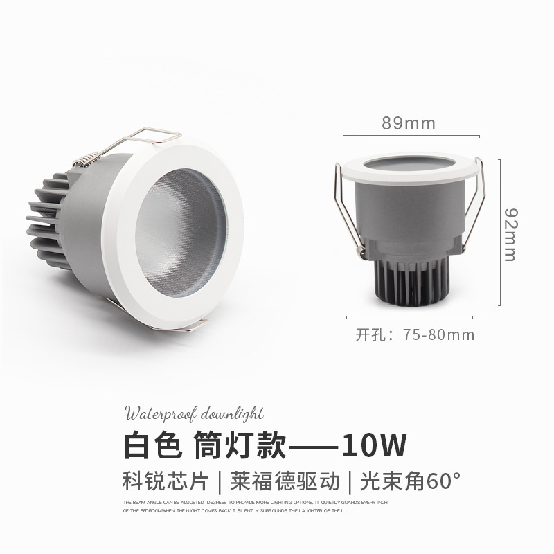 Cobb de alta gama a prueba de agua Downlight empotrado de alta pantalla se refiere a la luz downlight antivaho y a prueba de polvo baño baño cocina