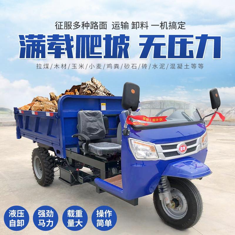 柴油三轮车农用自卸全封闭驾驶室大马力爬坡拉货工程三马子翻厂家