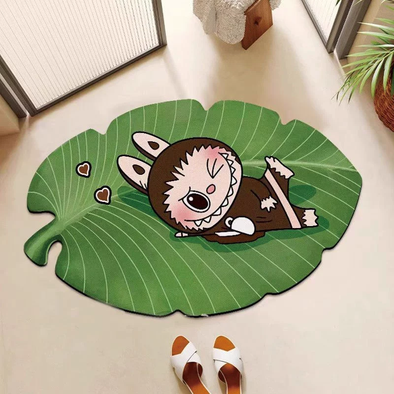 Напольный коврик с рисунком листа лотоса Labubu, домашний коврик для ванной комнаты, коврик для входной двери, впитывающий коврик для умывальника, дропшиппинг
