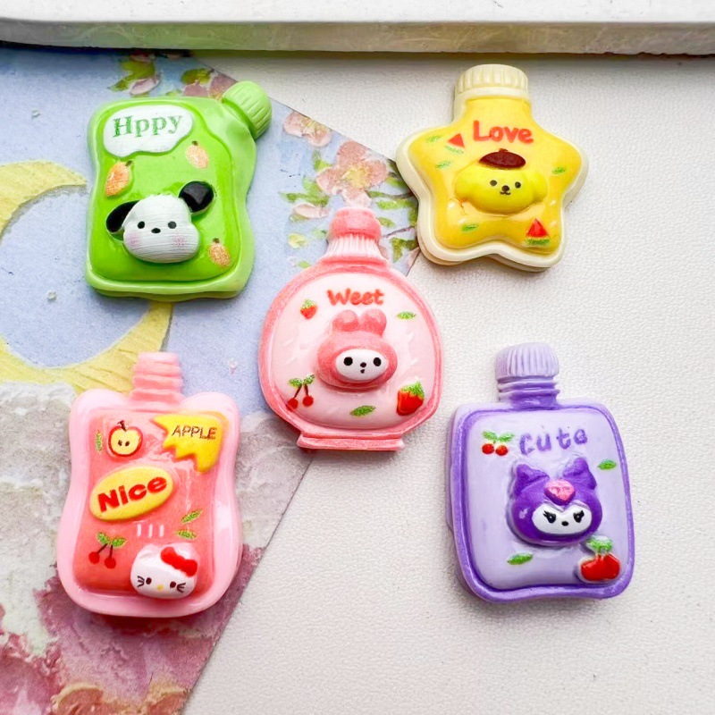 Sanrio Juice Bag Cute Cartoon Handmade DIY Cream Glue Resin Small Accessories Hairpin Shoe Buckle Jewelry Material