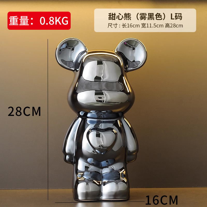 卸売セラミック暴力的なクマの装飾品、貯金箱、リビングルームの軽奢で高級な新築祝いの装飾、ワインキャビネットの装飾品|undefined