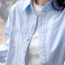 春夏季纯棉黄色衬衫通勤穿搭宽松新款女薄款长袖衬衣外套防晒上衣