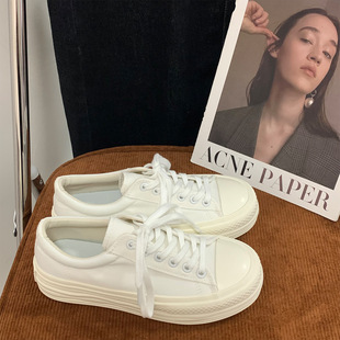Platform Canvas Shoes Women's Height-increasing Dissolving Shoes Niche All-match White Shoes Vintage Casual Sneakers MIS-614