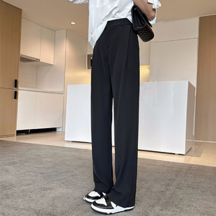 2025 Summer High-Waisted Slimming Drape Casual Loose Versatile Narrow Straight Wide-Leg Pants Spring Summer Floor-Length Pants