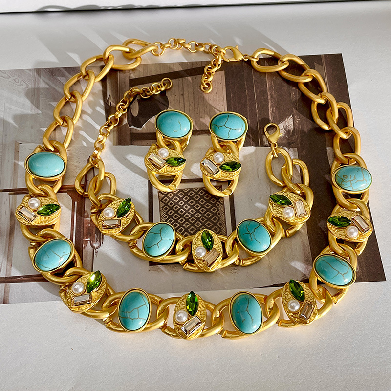49g Weight Bracelets, Necklace Classification 1 Piece Quantity Holiday, Tea Party Occasion Artificial Crystal Material Geometric Pattern Women's Gender Classical, Retro Style Classical Retro Geometric Artificial Crystal Women's Bracelets Necklace 4