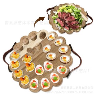 Retro Wooden Round Egg Tray Home Compartment Egg Fixed Storage Rack Refrigerator Egg Storage Tray Egg Tray