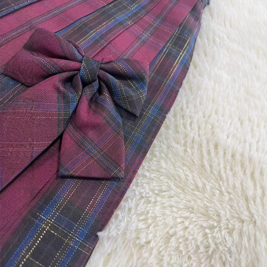 원래 JK 격자 무늬 스커트 조커 스커트 캠퍼스 봄과 여름 재고 레드 하이 허리 격자 무늬 스커트