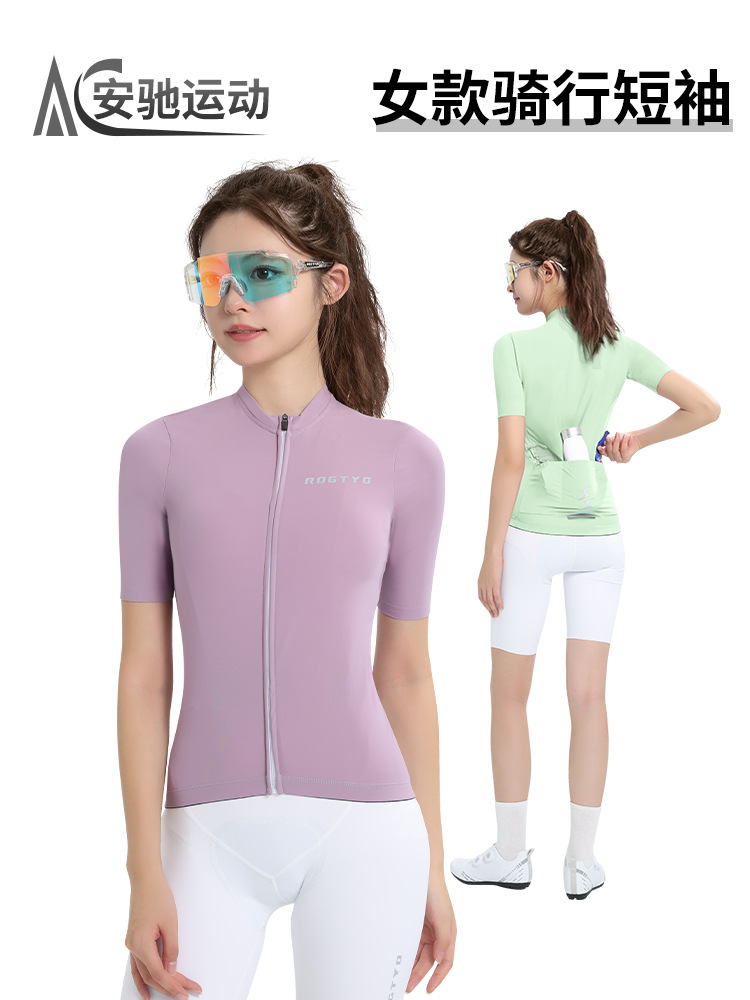 Ropa de bicicleta de montaña primavera y verano mujer delgada carretera de mangas cortas bicicleta rápida secado sudor camisa de bicicleta profesional