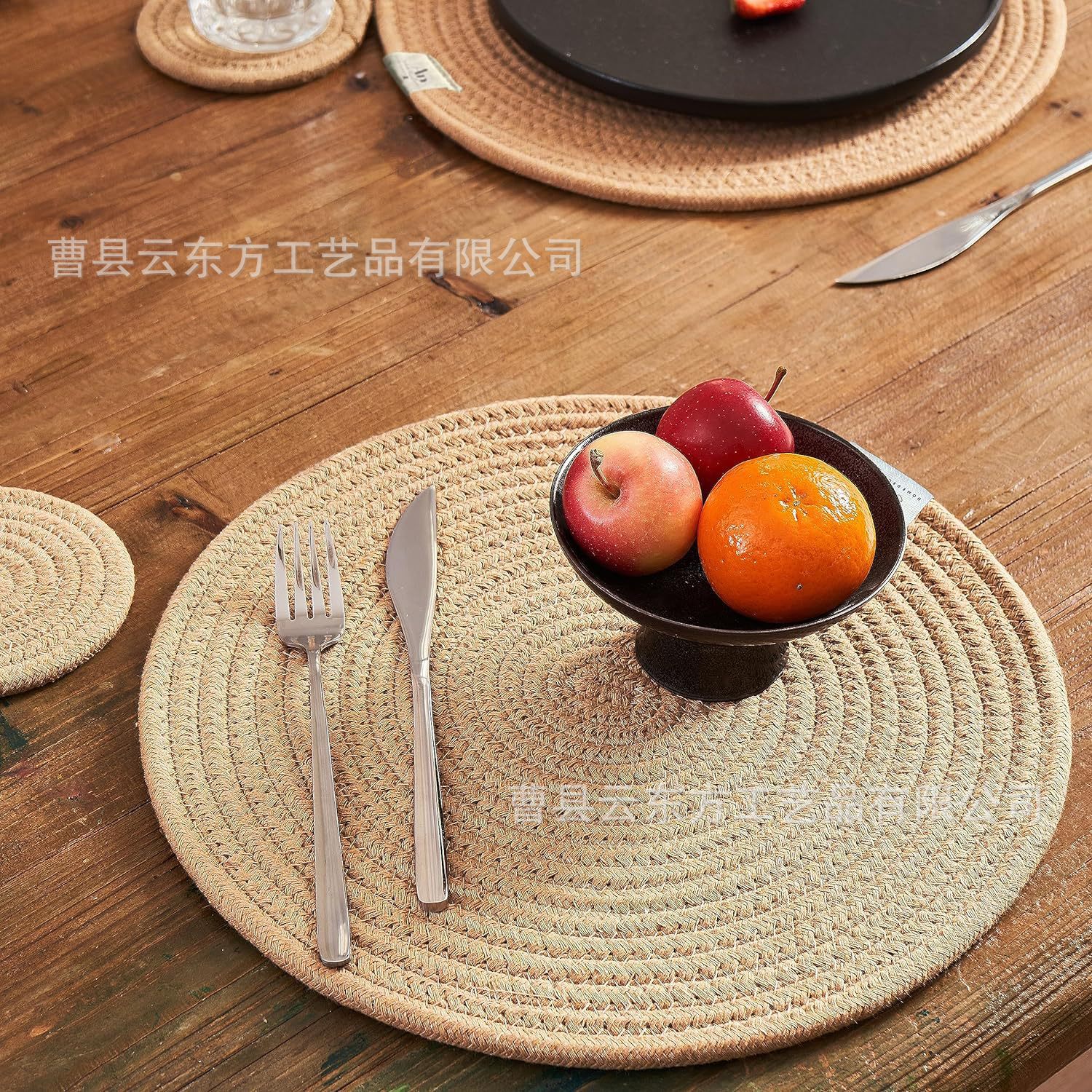 Mantel de Lino y Algodón Tejido, Aislante, Estilo Japonés, Antideslizante, para Platos, Tazones, Estilo Nórdico