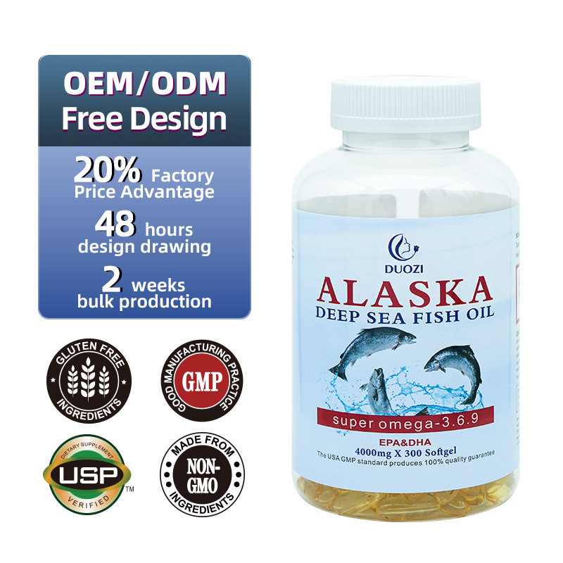 Alaska Fish Oil Soft Capsules 300 Capsules 3.6.9 Dha Capsules for Immune Protection and Export