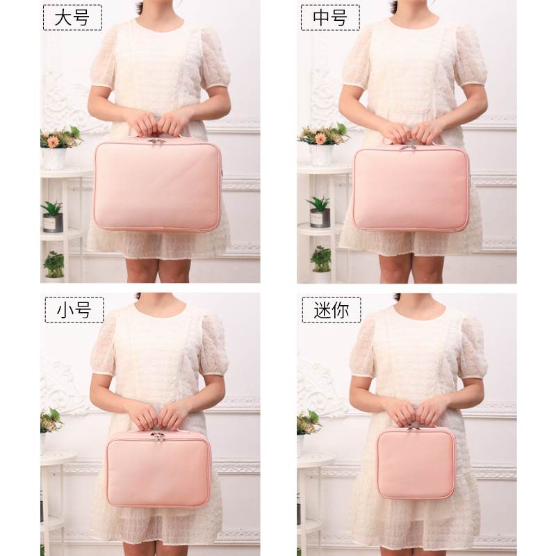 Gran bolsa de cosméticos portátil de las mujeres de gran capacidad avanzada bolsa de almacenamiento maquillaje tatuaje bordado manicura Caja de Herramientas rosa