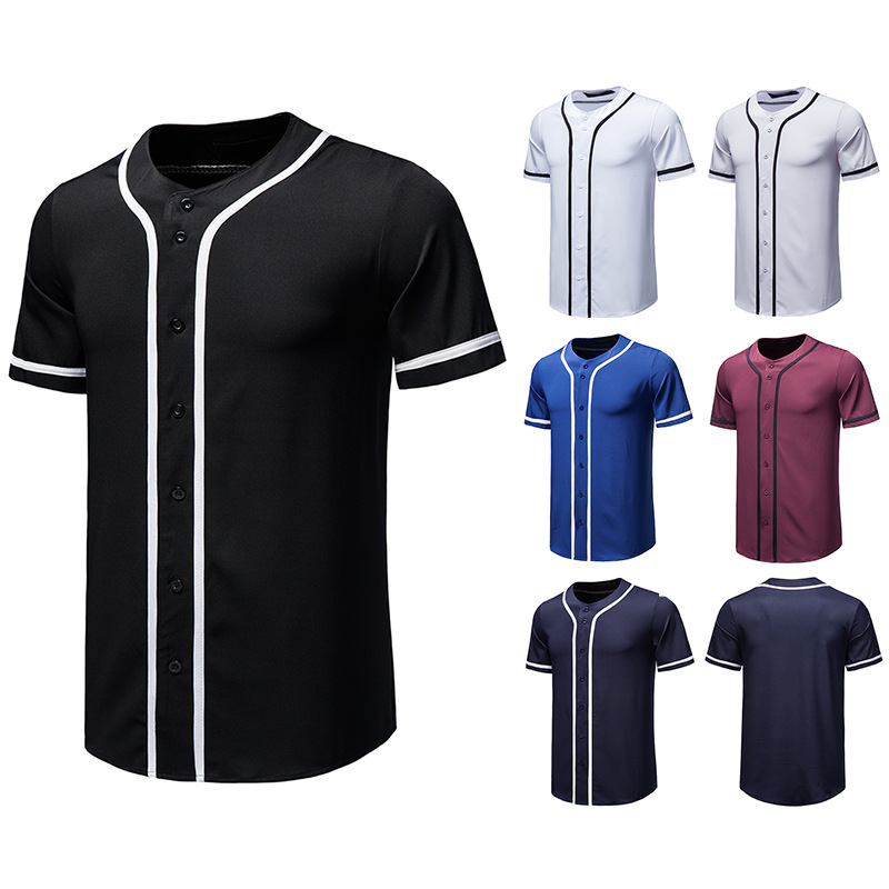 Felpa da baseball nuova estate 2021 T-shirt casual da uomo slim fit a maniche corte_voghion.com