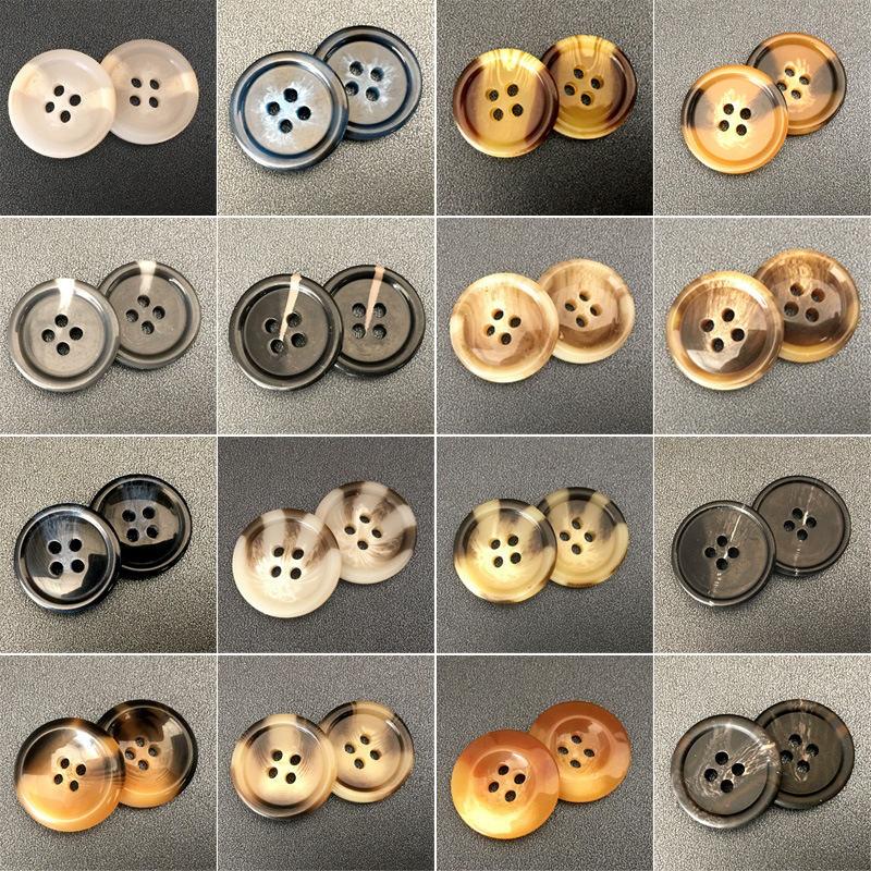 Stick flower stick pattern four-eye resin button women's coat windbreaker imitation horn button men's suit suit suit trousers button Stick flower stick pattern four-eye resin button women's coat windbreaker imitation horn button men's suit suit suit trousers button