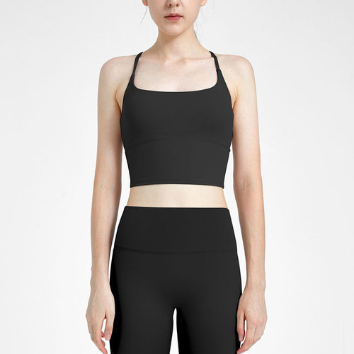 New cloud sense fitness yoga underwear solid color cross sports beauty vest nude sling removable chest pad bra