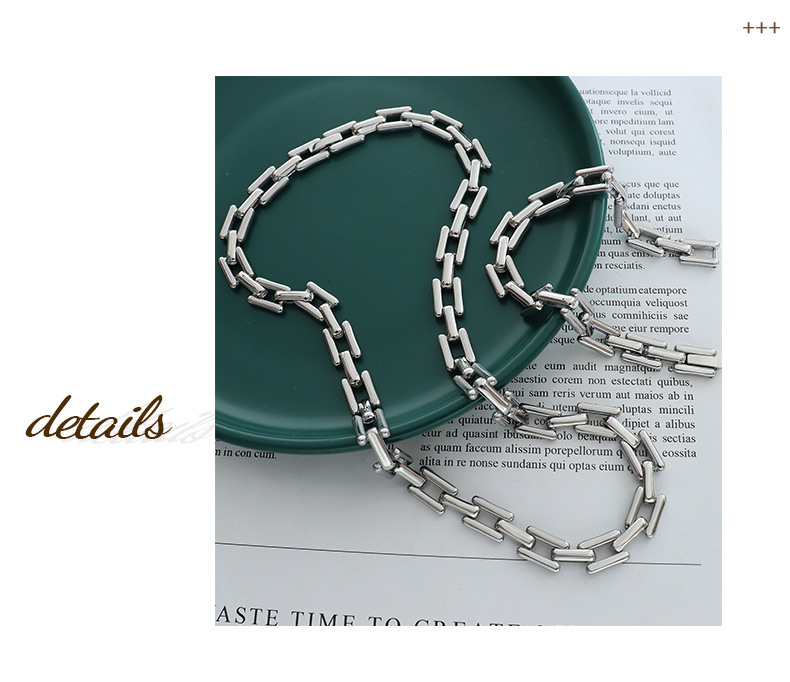 Fashion Square Buckle Metallic Titanium Steel Ornaments Necklace Earrings Set