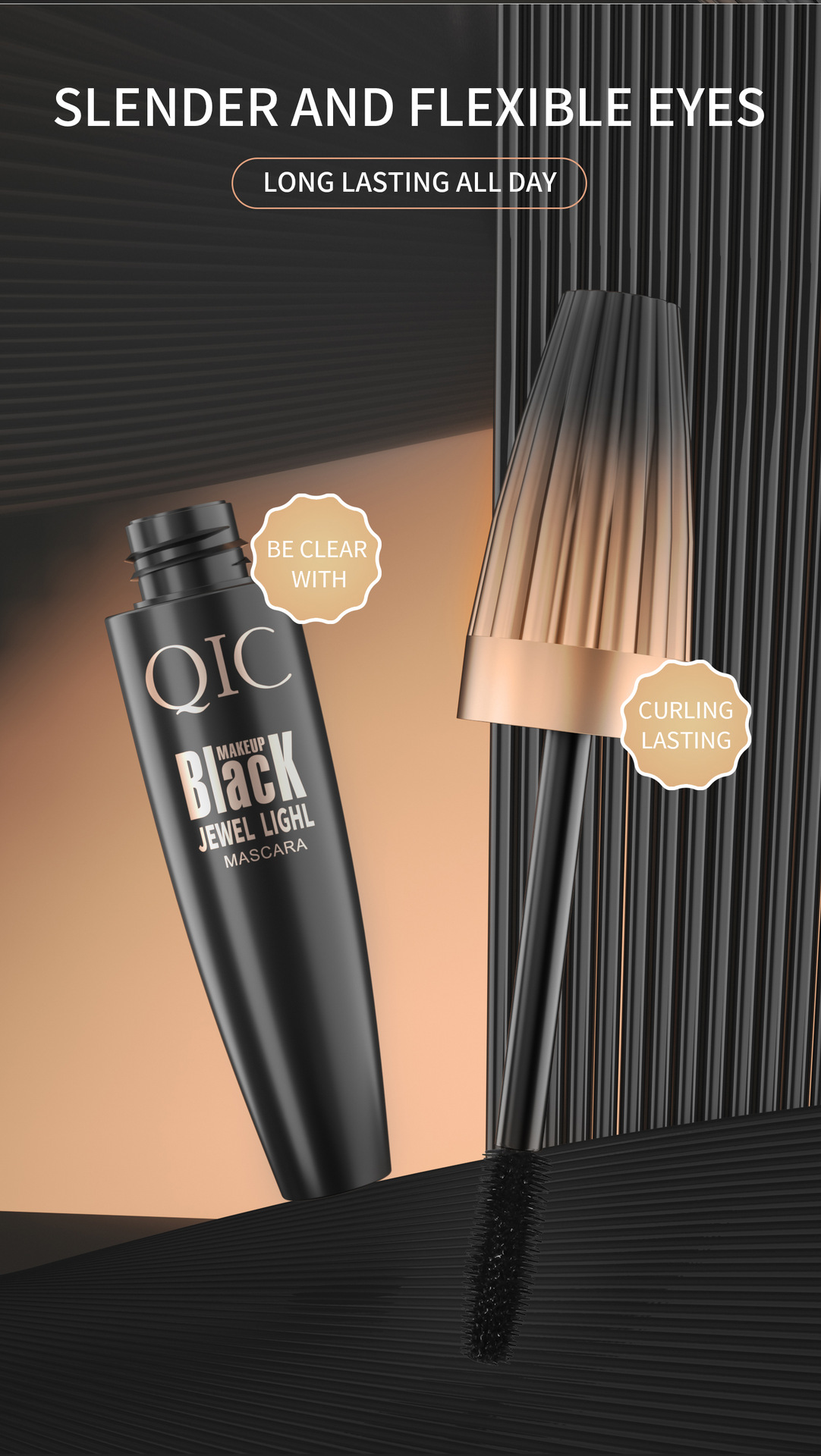 QIC Cini Color Plump 4D Mascara is a long, thick, curling, non-smudging, waterproof Mascara for cross-border makeup undefined