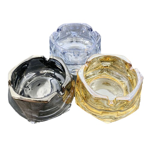 Ashtray household ins style simple light luxury water chestnut glass ashtray trend fashion office crystal