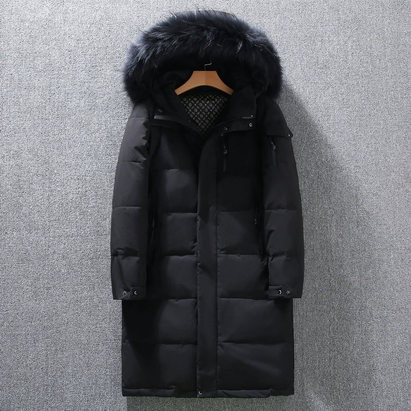 Оптовая длинная пуховая Рабочая одежда Пальто модный открытый трансграничный Фабричный пуховик мужской до колен Корейская версия толстый