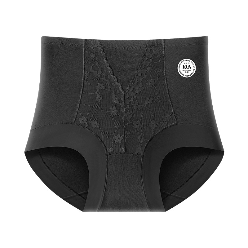 Pantalones de abdomen de algodón de cintura alta de encaje Jacquard sin marcas 10A antibacterianos alargados de algodón entrepierna de ángulo plano de mujer