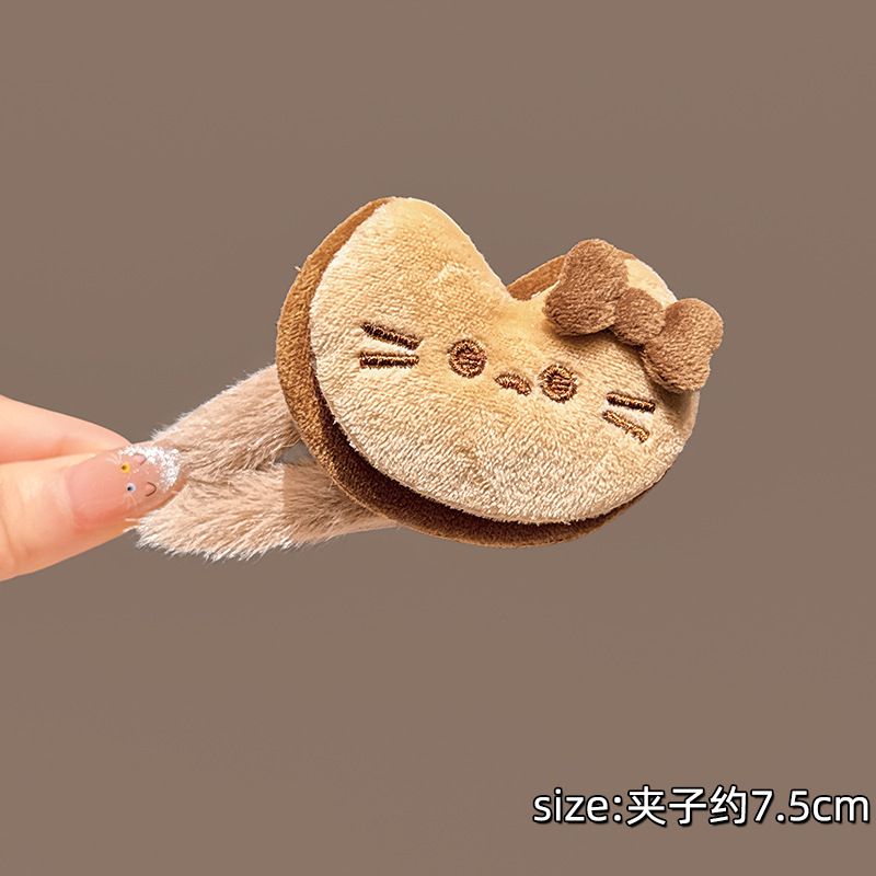 早秋新款卡通小熊毛绒发夹女甜美可爱侧边夹子碎发掰掰夹发卡发饰|undefined