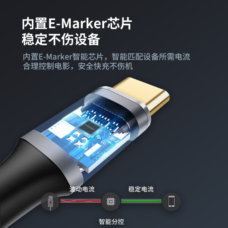 Type-C charging cable male to female extender 100W 10Gbps data cable bend connector Type-C video all-in-one cable