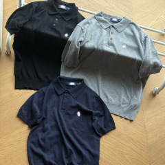 跨境外贸R*L针织衫小马标刺绣短袖T恤男女款气质通勤套头翻领polo