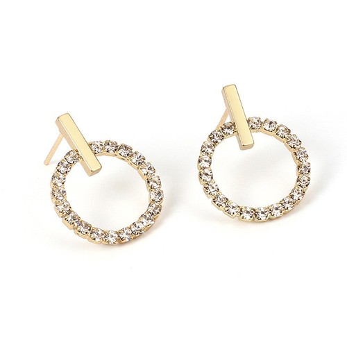 s925 silver needle simple circle small circle full diamond mini earrings small temperament fashion internet celebrity multi-match earrings for women