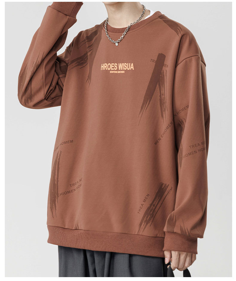 Mit Buchstabenschaum bedruckter trendiger großer Kapuzenpullover 2024, neues Produkt, locker sitzende Kleidung für Männer_voghion.com