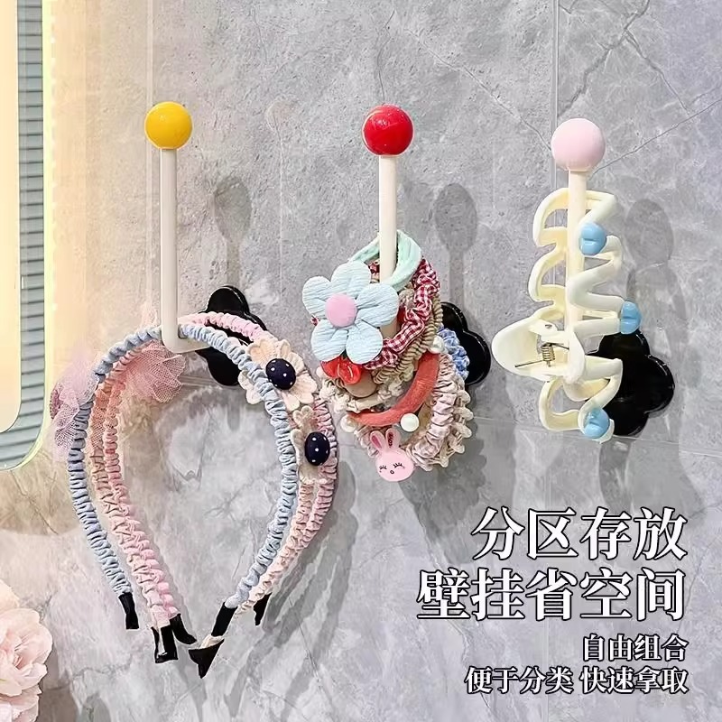 Cute Dopamine Hook Wall Hanging Hairpin Hair Clip Hat Storage Sticky Hook Strong Bathroom Hook Traceless Bathroom Rack