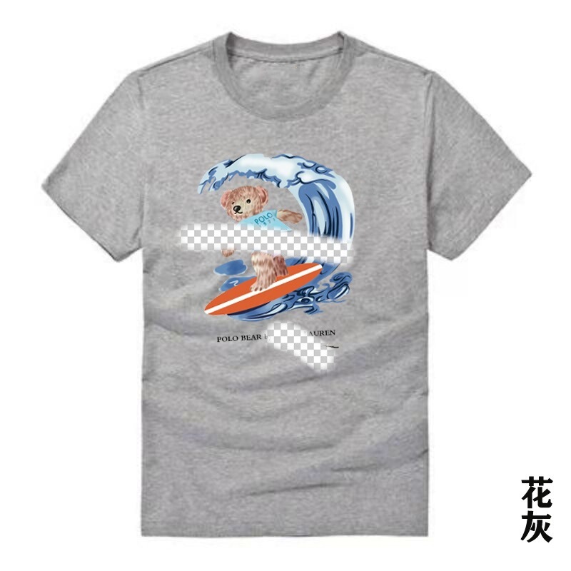 Trendy Brand Casual T-Shirt Men's Short-sleeved Pure Cotton Teddy Bear Thin Colorful Horse Label Half-sleeved Round Neck Casual Shirt for Youth Trendy Brand Casual T-Shirt Men's Short-sleeved Pure Cotton Teddy Bear Thin Colorful Horse Label Half-sleeved Round Neck Casual Shirt for Youth