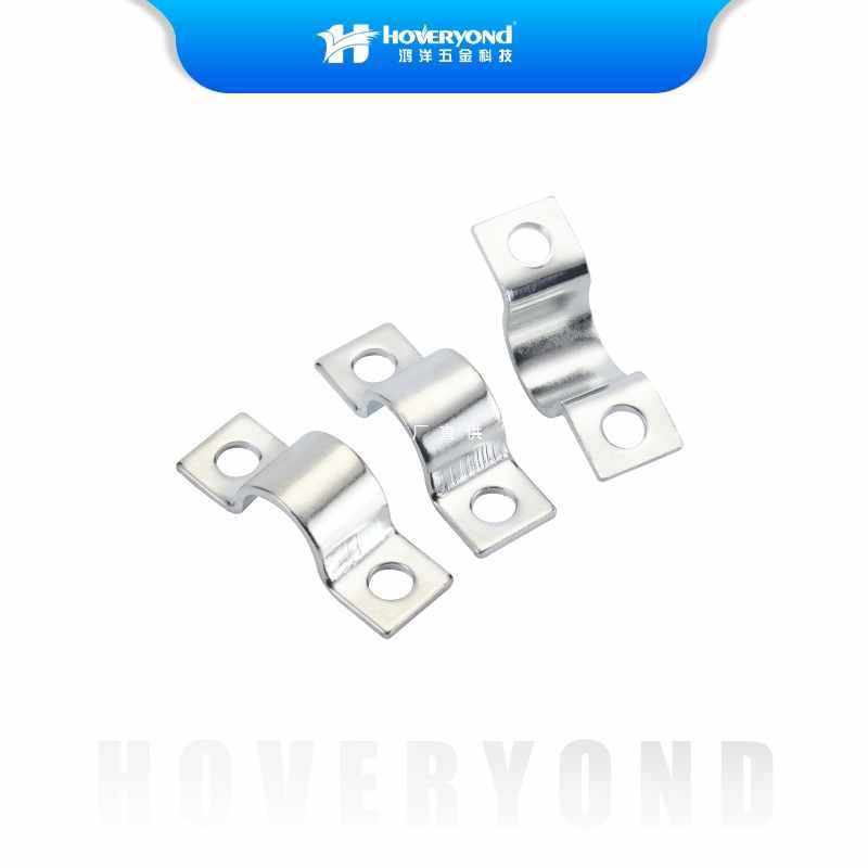 5IJO鸿洋/K02双孔单管卡 碳钢骑马卡仪表卡双孔镀锌欧姆卡加厚U型