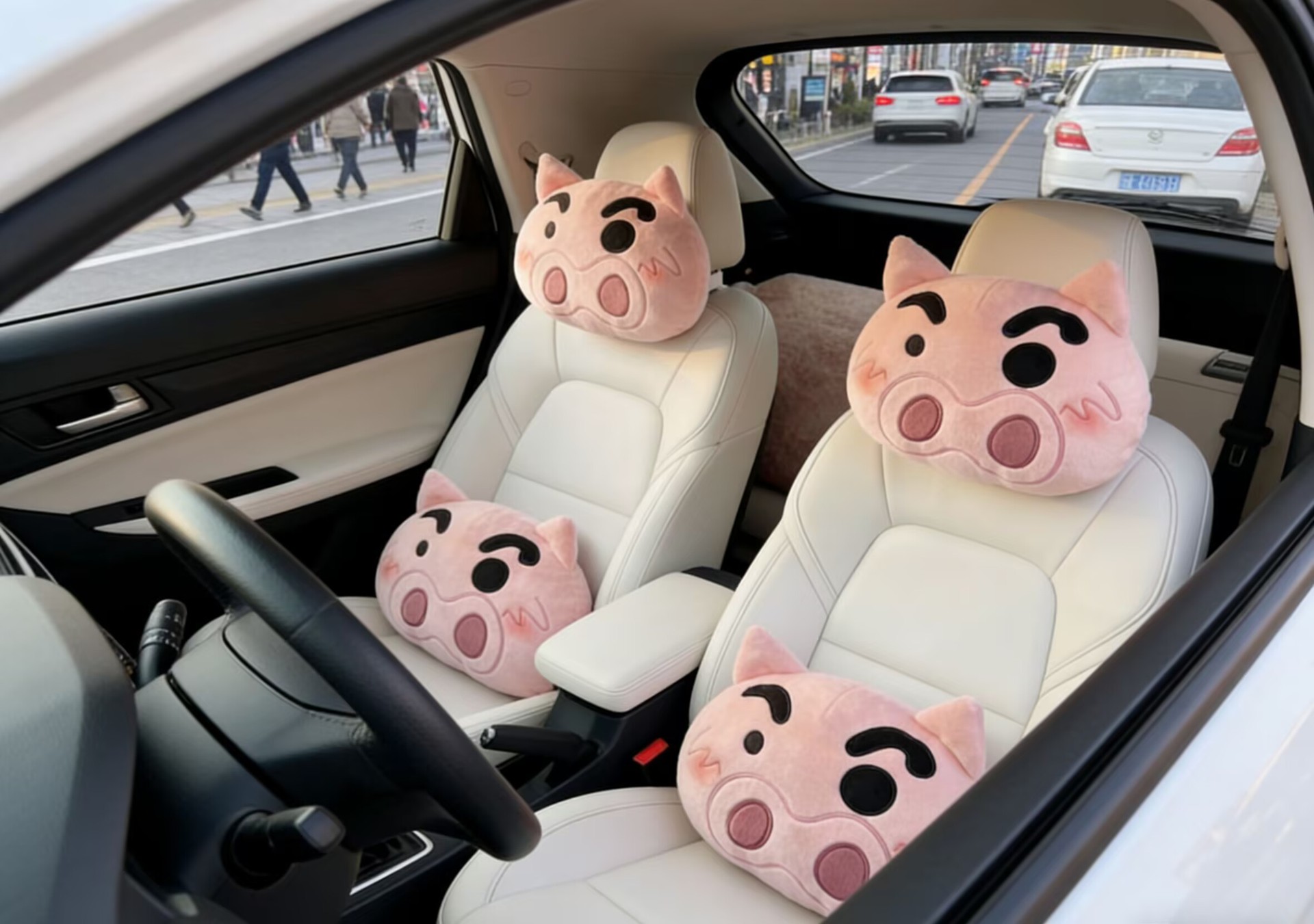 Cartoon New Style Piggy Doll Car Headrest Interior Decoration Neck Pillow Sunny Day Piggy Headrest Interior Decoration Sunny Day Piggy