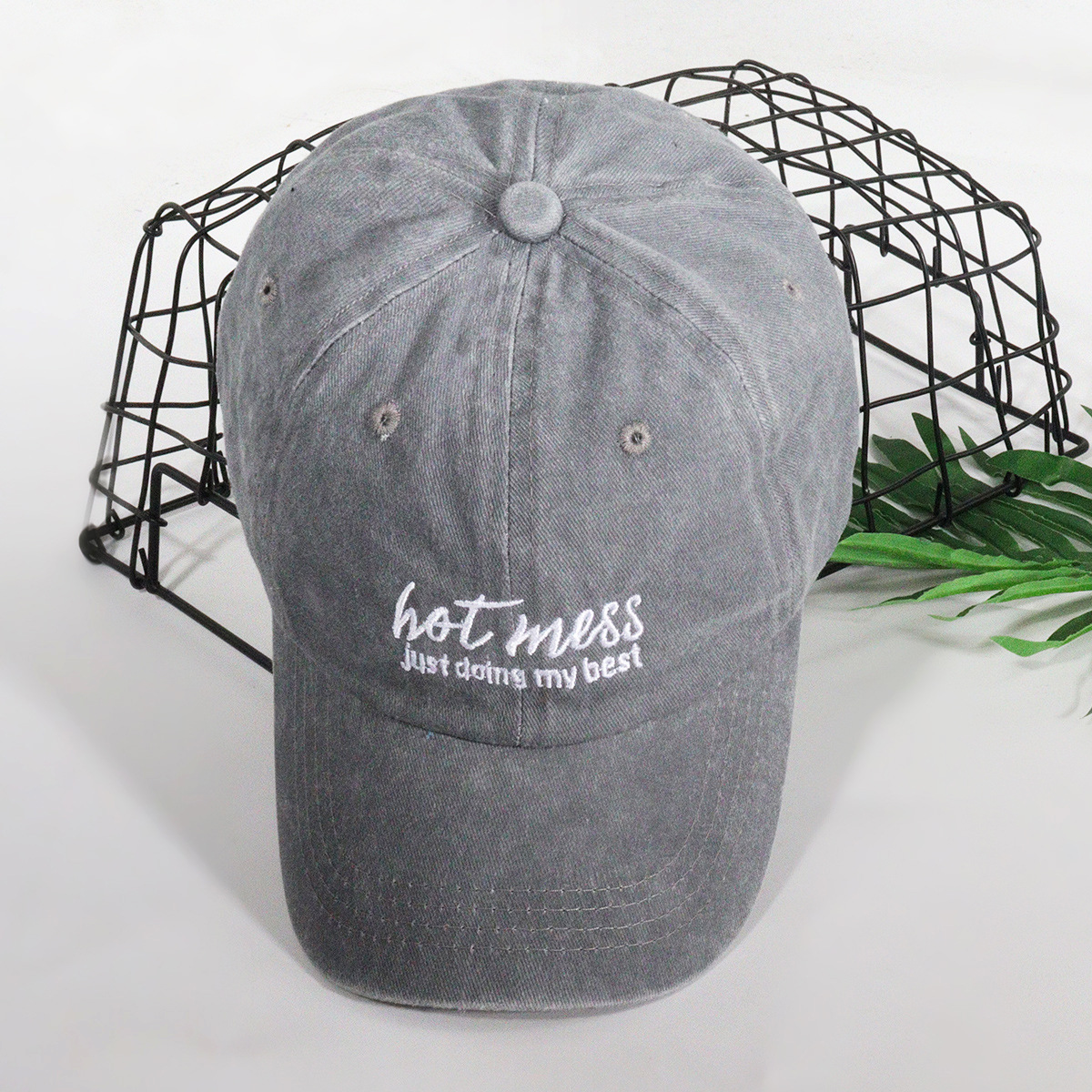 Unisex Stylish casual ins letter embroidered washed baseball cap Deep top visor_voghion.com