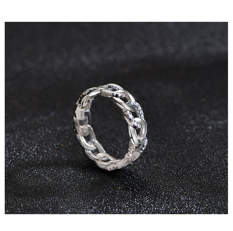 Fashion Geometric Sterling Silver Inlay Zircon Rings 1 Piece