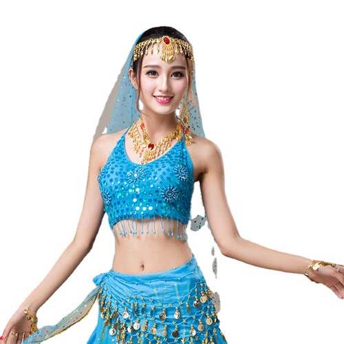 Belly dance clothing tops new bra belly dance bead embroidered bra practice clothes tops with chest pads sequin straps
