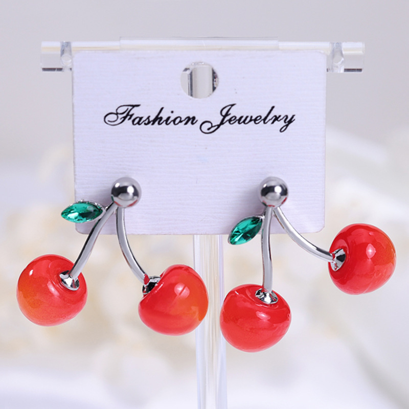 Aretes de cereza roja para mujer – colgante exquisito, fruta de imitación versátil, nuevo estilo