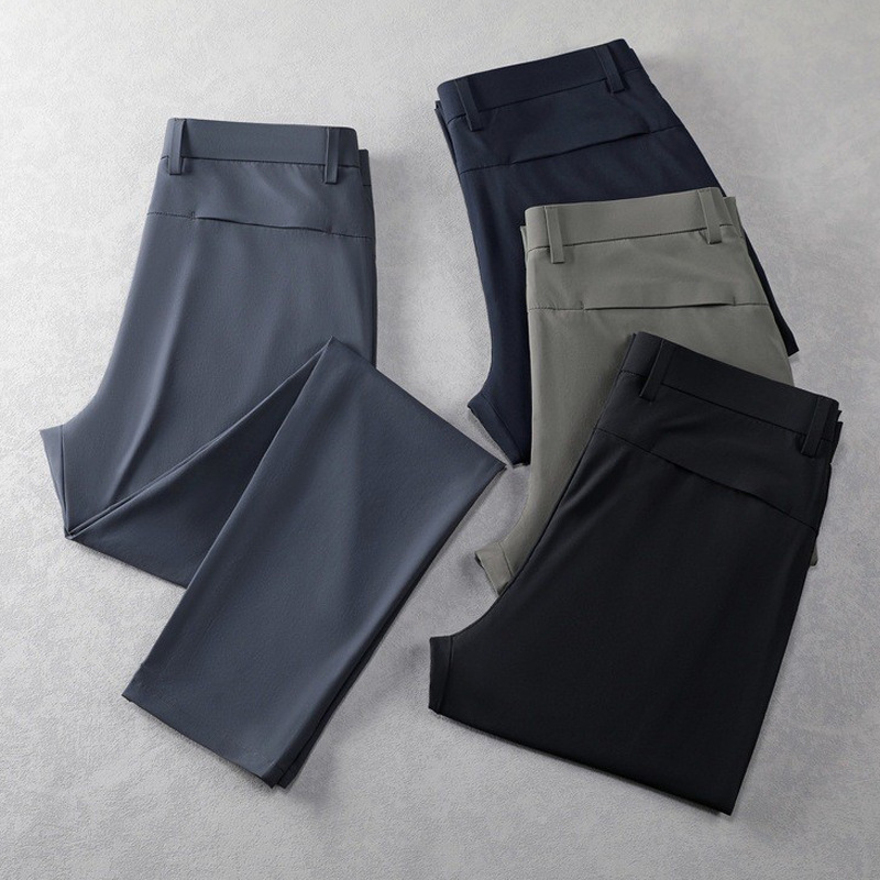 メンズ秋冬カジュアルパンツ ストレッチビジネスパンツ アウトドア厚手ストレートパンツ 高級ノーアイロンカジュアルパンツ|undefined