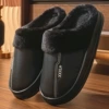 Black (XXXL leather slippers)