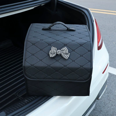 Car storage bag/box, Trunk Storage Box Storage - houndstooth-bow-small-size-black