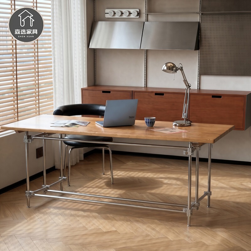Bauhaus Light-Axis Solid Wood Desk, Retro Industrial Style Office Desk, Designer Studio Computer Desk, Conference Table Bauhaus Light-Axis Solid Wood Desk, Retro Industrial Style Office Desk, Designer Studio Computer Desk, Conference Table