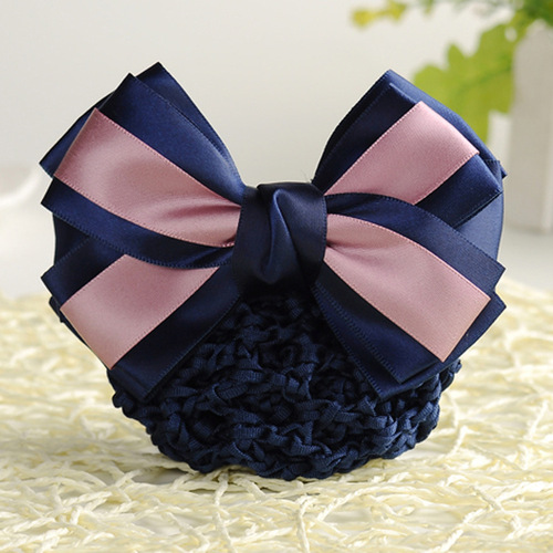 Professional hair accessories Korean style hair net polyester with bow bank hair accessories nurse telecom stewardess hairpin
